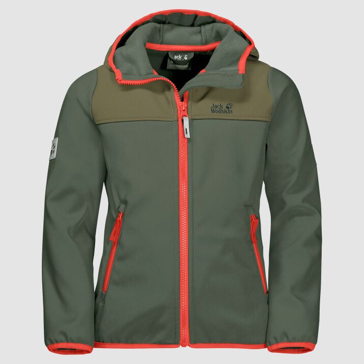 Chamarra Softshell Jack Wolfskin Fourwinds Niños Verdes Mexico-1785963